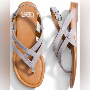 SARTO FRANCO SARTO Gretchen Strappy Leather Flat Sandals. Size 10 M